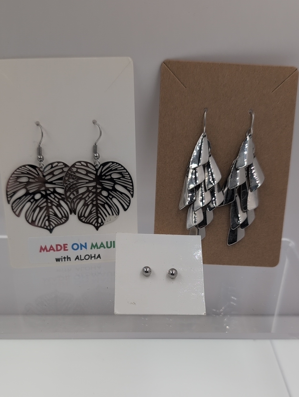 Made on Maui & Boutique Silver Tone Earring Lot (EB11) - Set of 3
